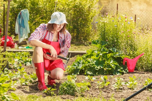 Garden maintenance crew tending plants in a local Archway yard